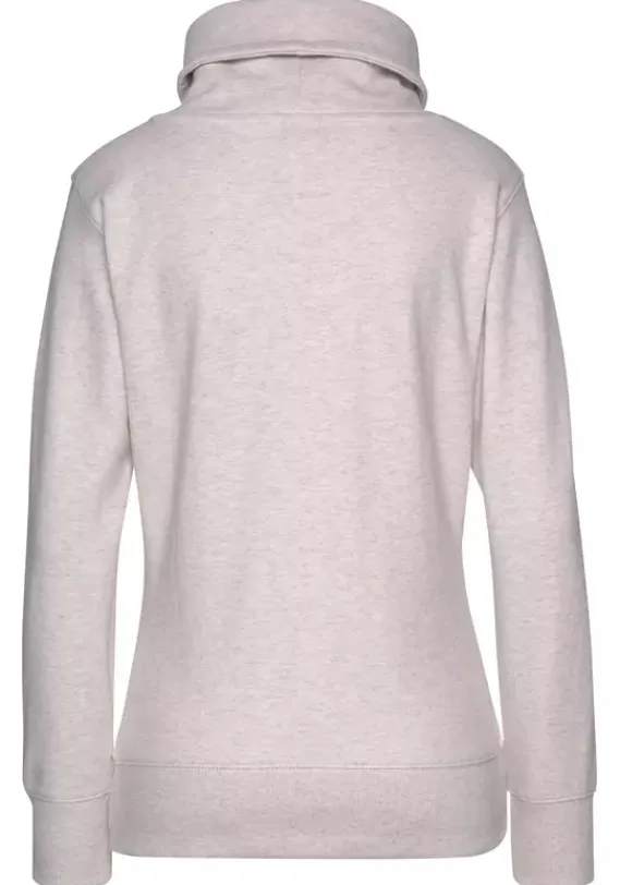 Damenshirts|Bench. Longsweatshirt"Mit Stehkragen In Layeroptik" Beige-Meliert