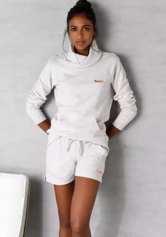 Damenshirts|Bench. Longsweatshirt"Mit Stehkragen In Layeroptik" Beige-Meliert