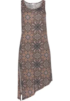 Damenshirts|Beachtime Longtop Braun-Bedruckt, Schwarz