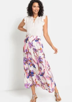 Rocke|LASCANA Maxirock Creme-Flieder-Rose Bedruckt