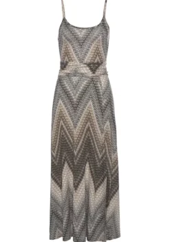 Strandkleider|LASCANA Midikleid Schwarz-Braun-Creme Bedruckt
