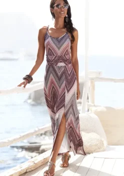 Strandkleider|LASCANA Midikleid Sand-Bordeaux