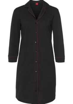 Nachhaltige Nachtwasche|s.Oliver Nachthemd Kontrastfarbene Details-Bordeaux-Schwarz