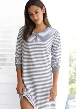 Nachhaltige Nachtwasche|s.Oliver Nachthemd Weis-Grau-Meliert