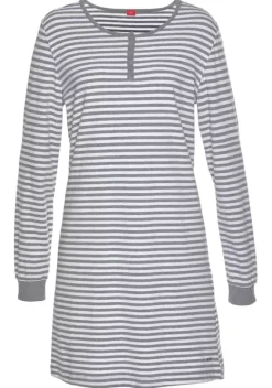 Nachhaltige Nachtwasche|s.Oliver Nachthemd Weis-Grau-Meliert