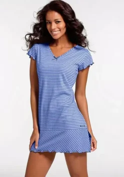 Nachhaltige Nachtwasche|H.I.S Nachthemd Blau-Geringelt