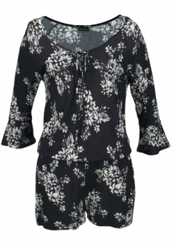 Strandmode|LASCANA Overall Schwarz-Creme-Bedruckt