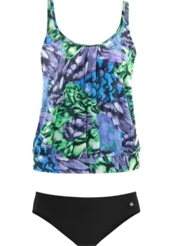 Tankinis|LASCANA Oversize-Tankini Schwarz-Grun