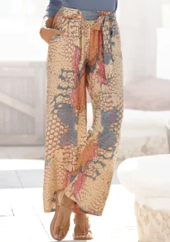 Lange Hosen|Buffalo Palazzohose Orange-Blau-Bedruckt