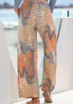 Lange Hosen|Buffalo Palazzohose Orange-Blau-Bedruckt