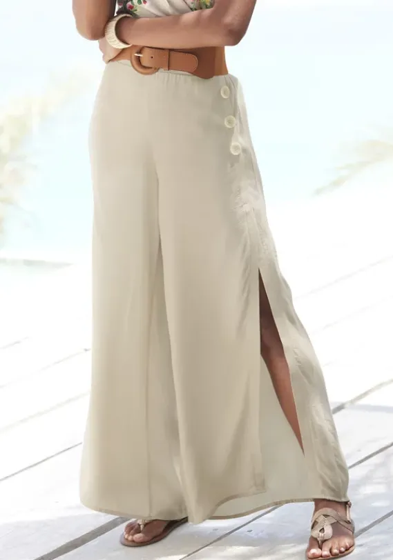 Lange Hosen|LASCANA Palazzohose Sand