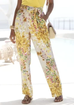 Lange Hosen|LASCANA Palazzohose Sand-Gelb Bedruckt