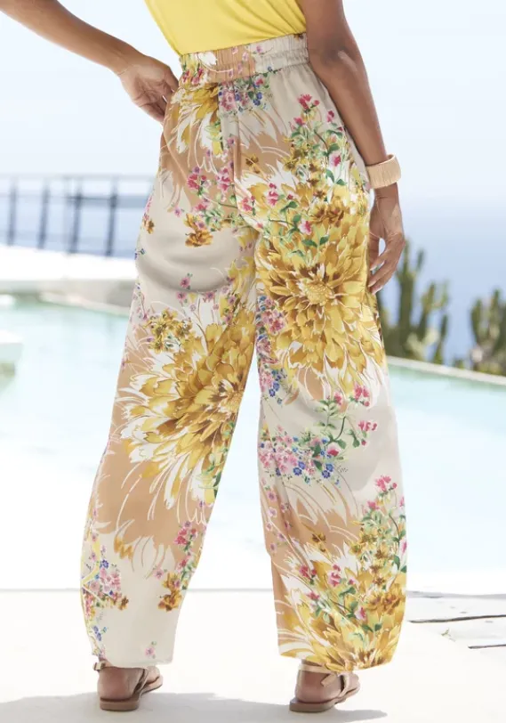 Lange Hosen|LASCANA Palazzohose Sand-Gelb Bedruckt