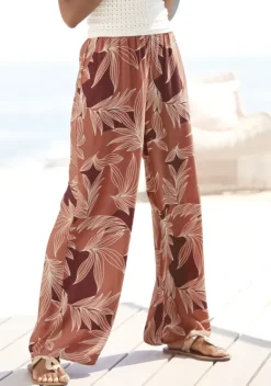 Lange Hosen|LASCANA Palazzohose Orange-Aubergine Bedruckt