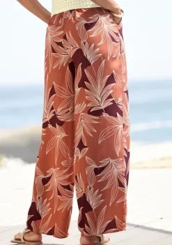 Lange Hosen|LASCANA Palazzohose Orange-Aubergine Bedruckt