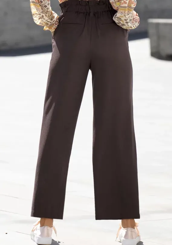 Lange Hosen|LASCANA Paperbag-Hose Aubergine-Washed