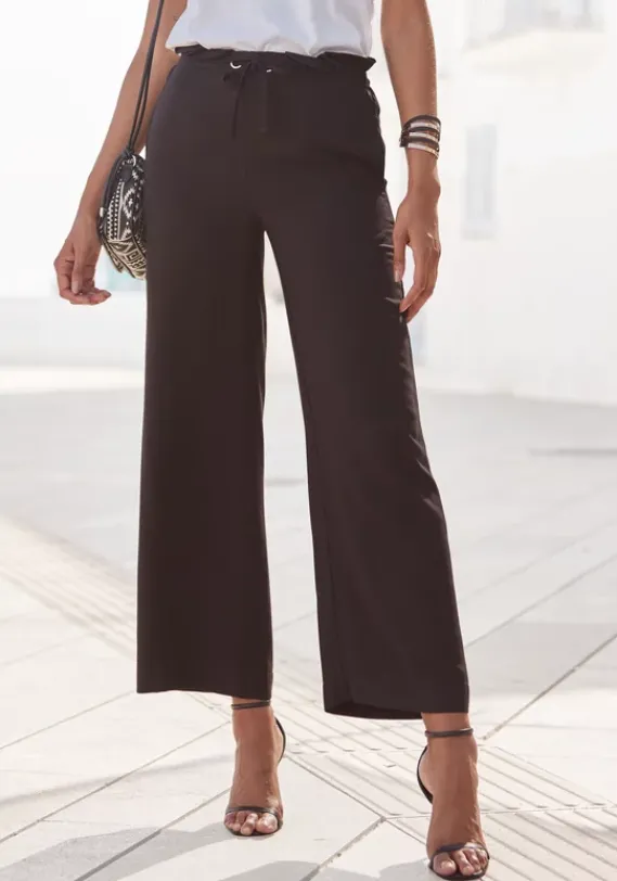 Lange Hosen|LASCANA Paperbag-Hose Schwarz