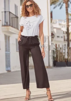 Lange Hosen|LASCANA Paperbag-Hose Schwarz