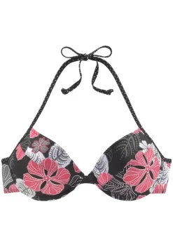 Push-Up-Bikinis|Buffalo Push-Up-Bikini-Top"City" Schwarz-Bedruckt