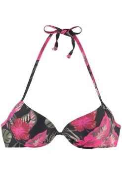 Push-Up-Bikinis|LASCANA Push-Up-Bikini-Top"Elsa" Schwarz-Pink-Bedruckt