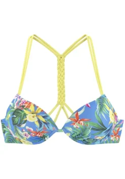 Push-Up-Bikinis|Venice Beach Push-Up-Bikini-Top"Hanni" Blau-Bedruckt
