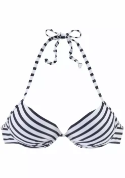 Push-Up-Bikinis|Venice Beach Push-Up-Bikini-Top"Summer" Weis-Marine-Gestreift