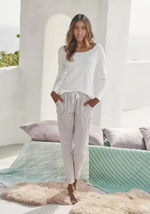 Nachhaltige Nachtwasche|s.Oliver Pyjamahose Blassrosa-Gestreift