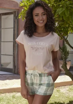 Nachhaltige Nachtwasche|Vivance Dreams Pyjamaoberteil Apricot