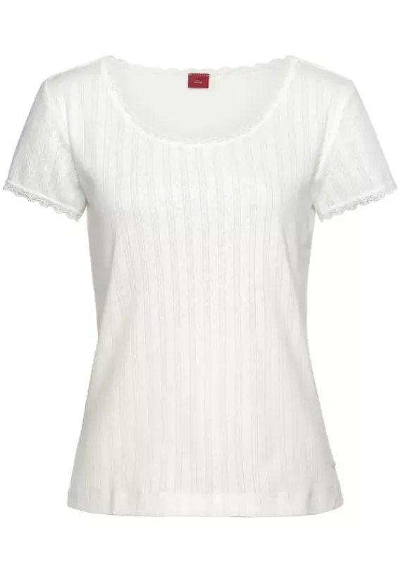 Nachhaltige Nachtwasche|s.Oliver Pyjamaoberteil Ecru