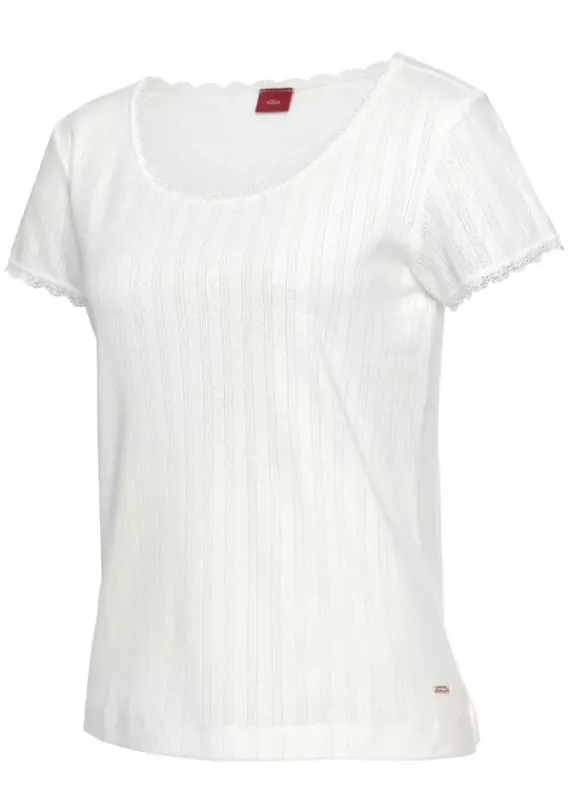 Nachhaltige Nachtwasche|s.Oliver Pyjamaoberteil Ecru