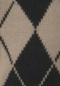 Pullover|Buffalo Rhombenpullover Schwarz-Camelfarben