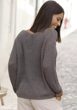 Pullover|LASCANA Rundhalspullover Khaki