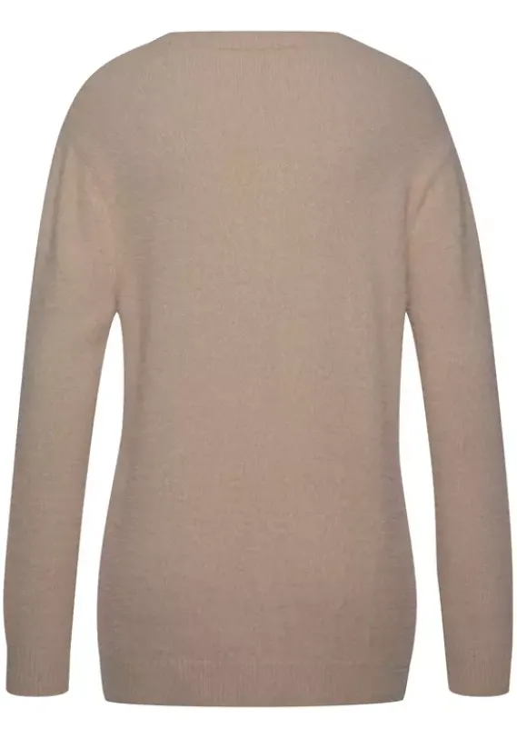 Pullover|LASCANA Rundhalspullover Camelfarben