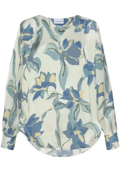 Blusen|LASCANA Satinbluse Creme Bedruckt