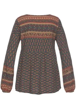 Blusen|Buffalo Schlupfbluse Petrol-Bedruckt