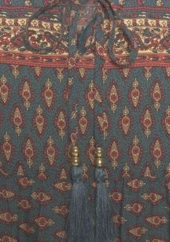 Blusen|Buffalo Schlupfbluse Petrol-Bedruckt