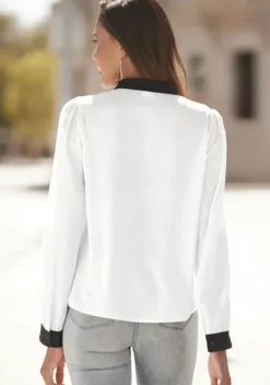 Blusen|LASCANA Schlupfbluse Weis-Schwarz