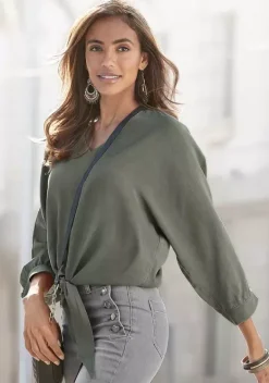 Blusen|Vivance Schlupfbluse Khaki