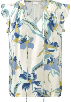 Blusen|LASCANA Schlupfbluse Creme-Blau Bedruckt