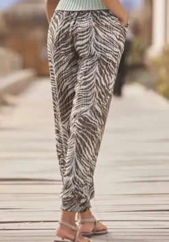 Lange Hosen|LASCANA Schlupfhose Braun-Lindgrun Bedruckt