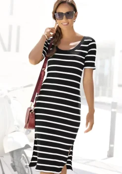 Strandkleider|LASCANA Shirtkleid Schwarz-Weis-Gestreift
