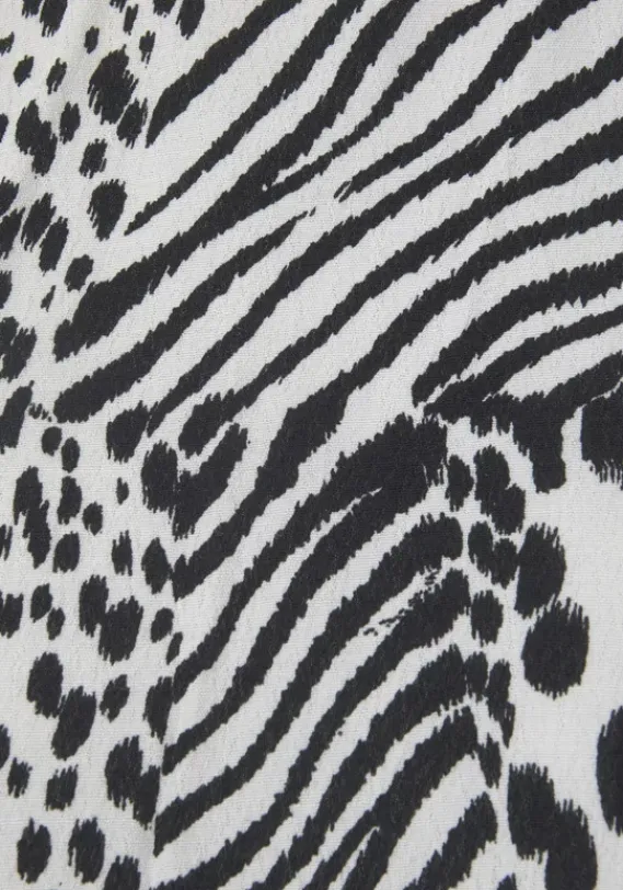 Damenshirts|Vivance Shirttop Creme-Schwarz Bedruckt