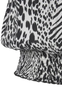 Damenshirts|Vivance Shirttop Creme-Schwarz Bedruckt