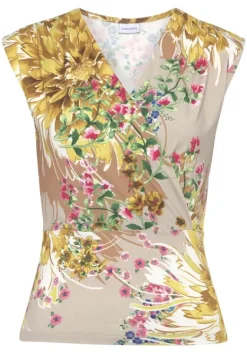 Damenshirts|LASCANA Shirttop Sand-Gelb Bedruckt