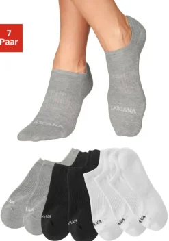 Socken|LASCANA ACTIVE Sneakersocken 3X Weis, 2X Schwarz, 2X Grau-Meliert