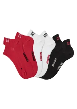 Socken|Bench. Sneakersocken 2X Rot, 2X Weis, 2X Schwarz