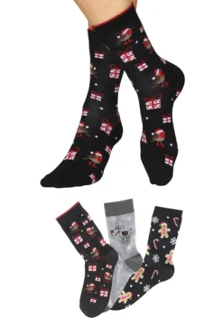 Socken|H.I.S Socken 2X Schwarz-Gemustert, 1X Grau-Gemustert