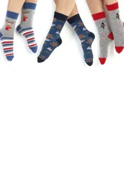 Socken|H.I.S Socken Jeans-Grau-Rot-Gemustert