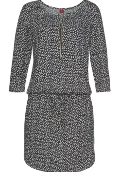 Kurze Kleider|s.Oliver Sommerkleid Schwarz-Creme-Bedruckt