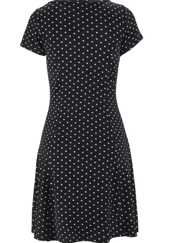 Kurze Kleider|Beachtime Sommerkleid Schwarz-Weis-Gepunktet